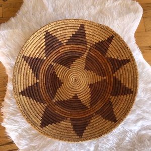Handwoven Boho Tribal Star Pinwheel Basket Bowl